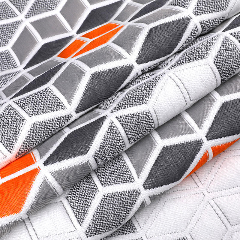 Orange and Gray Lightweight Breathable All-polyester Knitted Mattress Fabric