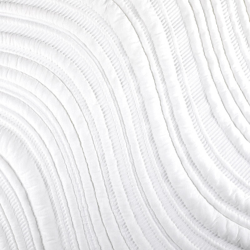 White Striped Comfortable Polyurethane Knitted Mattress Fabric