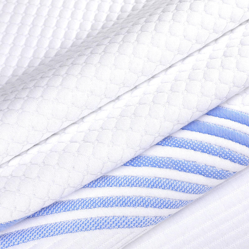 Blue and White Striped Fully Polyester Double-sided Knitted Mattress Fabric